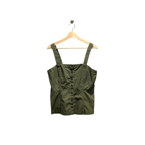 Banana Republic Button Front Convertible Sleeveless Blouse Olive Green Size 8 - Picture 2 of 12